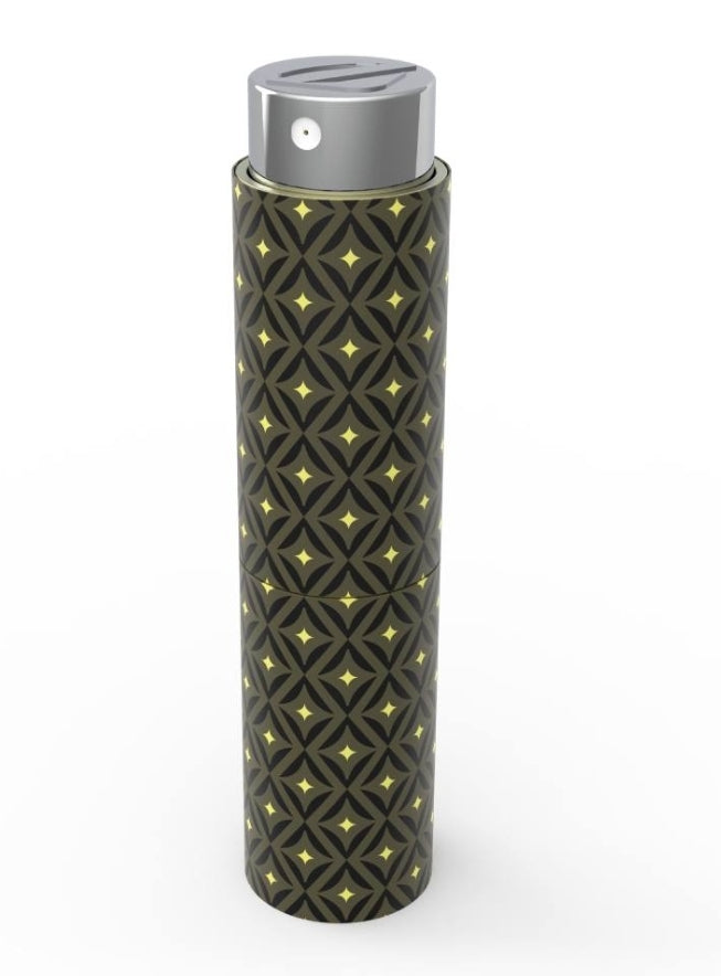 Étui à parfum de poche
Hypnotic rhombus – Vert et jaune