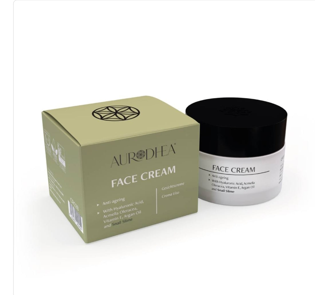 Crème visage anti-âge à la bave d’escargot - 50 ml
Enrichie Acide hyaluronique, Acmella Oleracea, huile d'Argan et vitamine E